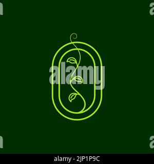 green modern badge with plant growth logo design Stock Vector