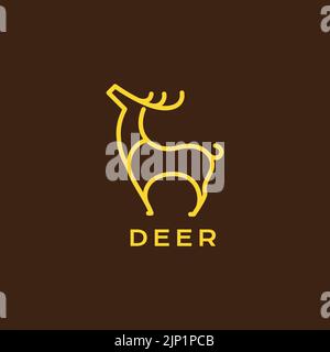 modern minimalist lines deer animal logo design Stock Vector