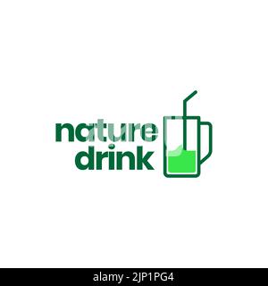 abstract glass cup green drink logo design Stock Vector