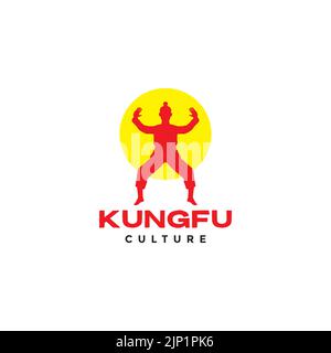 colorful isolated man kungfu logo design Stock Vector