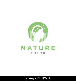 human with leaf mind logo design Stock Vector