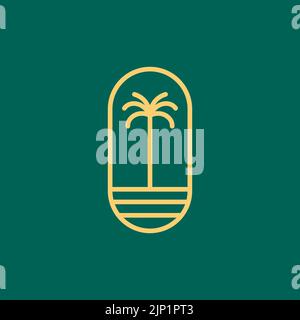 hipster colored palm or coconut tree badge logo design Stock Vector
