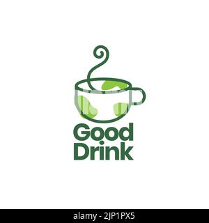 cup lines green drink nature logo design Stock Vector