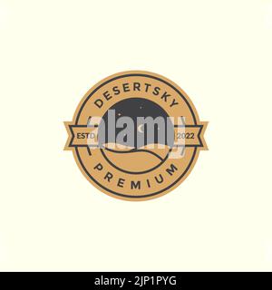 desert and night sky space logo badge Stock Vector