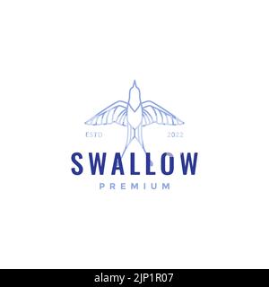 colored hipster fly swallow logo design Stock Vector