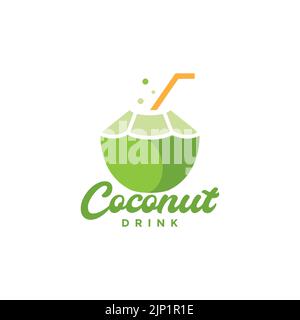 fresh green coconut drink taste logo design Stock Vector