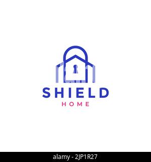 protect home padlock minimalist logo design Stock Vector