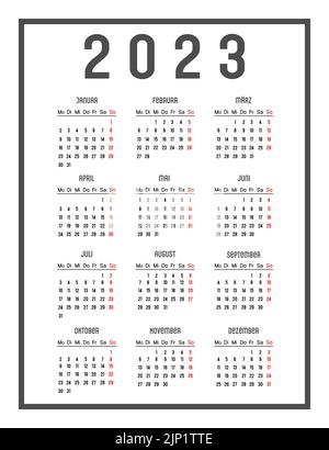 2023 Wall Planner in German. Yearly calendar and organizer. Simple ...