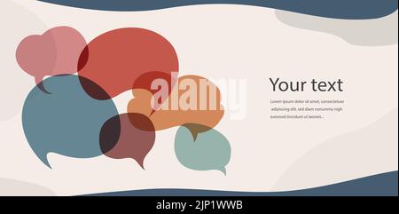 Banner colored speech bubble. Communication concept. Social network. Colored cloud. Speak - discussion - chat. Symbol talking and communicate. Friends Stock Vector