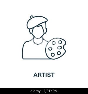 Artist line icon. Monochrome simple Artist outline icon for templates, web design and infographics Stock Vector