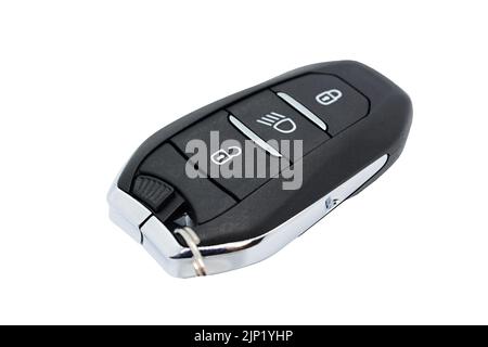 A car key with remote control isolated over white background Stock Photo