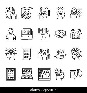 Coaching color line icons set. Signs for web page Stock Vector