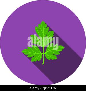 Parsley Icon. Flat Circle Stencil Design With Long Shadow. Vector Illustration. Stock Vector