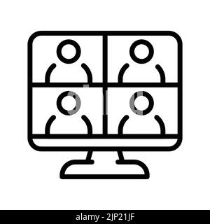 Online meeting line icon. Transmission tower Stock Vector