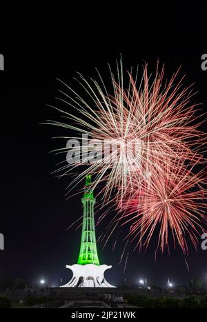beautiful fireworks celebrations of independence day , firework on the moments of Pakistan Stock Photo