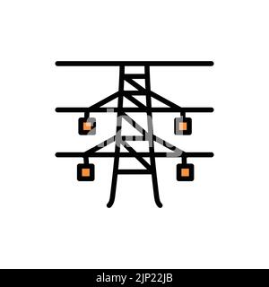 Power lines olor line icon. Pictogram for web page Stock Vector