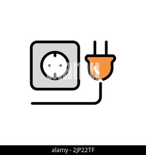 Outlet with a plug olor line icon. Pictogram for web page Stock Vector
