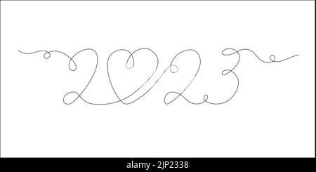2023 Number In Continuous Line Drawing Style New Year Symbol One Line Drawing Vector Illustration Isolated On White Background 2jp2338 