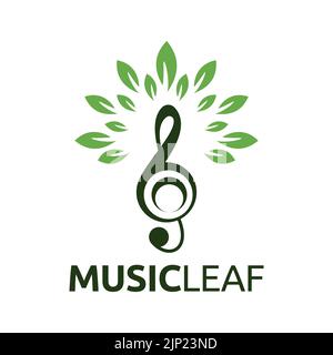 Leaf music note for logo template, icon and identity vector design Stock Vector