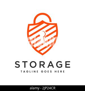Security Shield and Cloud Lock Logo design for Digital Technology Stock Vector