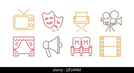Set of Cinema Icons. Entertainment Logo Elements Collection Stock Vector
