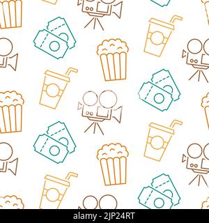 Cinema seamless pattern with icons Stock Vector
