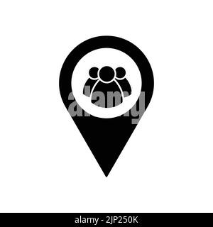 Group of people location icon. Gathering people. Place on the map of people. Vector icon. vector illustration Stock Vector