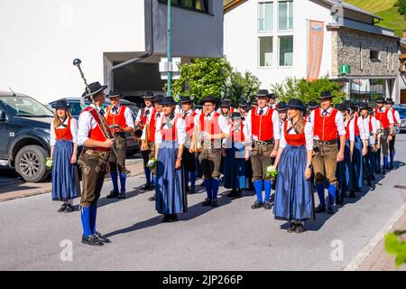 Grossarl, Austria - June 19, 2022: The traditional Carnival Procession in Grossarl attracted a huge number of participants and visitors in Grossarl Stock Photo