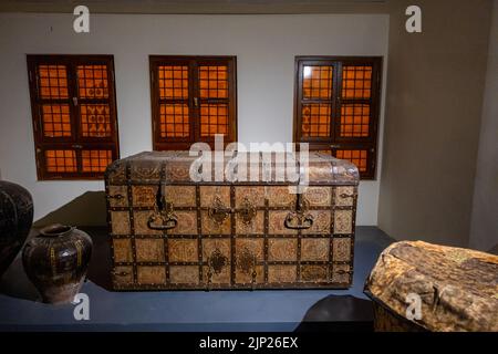 Interiors and exhibits in Topkapi kitchen pavilions of the Archaeological Museum in Istanbul, Turkey Stock Photo