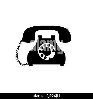 Old phone icon flat. Black pictogram on white background. Vector illustration symbol and bonus button Stock Vector
