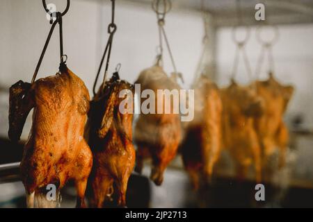 duck, meat hook, dampen, ducks, meat hooks Stock Photo