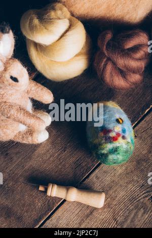 handcraft, easter egg, felting, handcrafts, needlework, needleworks, easter eggs Stock Photo