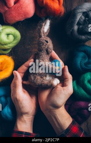 felt, easter bunny, wool, felts, easter bunnies, wools Stock Photo