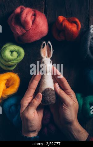 easter bunny, wool, felting, easter bunnies, wools Stock Photo