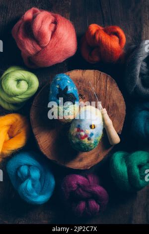 easter, easter egg, multi colored, felting, easters, easter eggs, multi coloreds Stock Photo