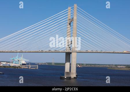 Dames Point Bridge against the clear blue skies in Jacksonville Florida Stock Photo