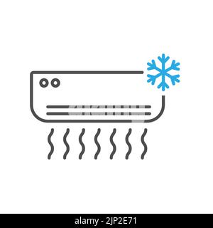 Conditioner. A device for cooling and heating indoor air. The template of the icon, sign and pictogram. Empty outline, flat style Stock Vector