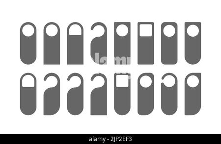 tag on the door handle of the hotel with a warning or informing message. Flat style Stock Vector