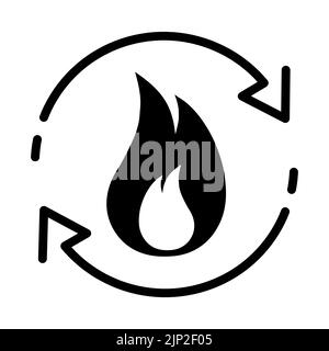 Fire with arrows rotation icon Metabolic processes Stock Vector
