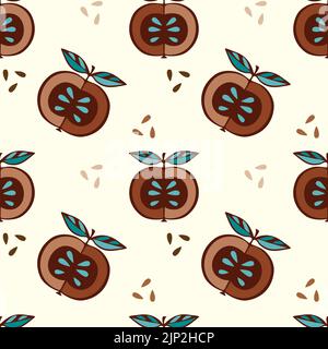 Apple pattern doodle hand drawn, outline, silhouette . Vector illustration Stock Vector