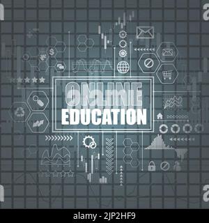Online education symbols chart background Stock Vector