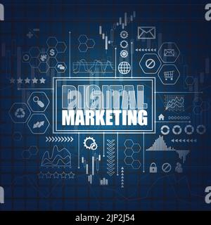 Digital marketing symbols chart background Stock Vector