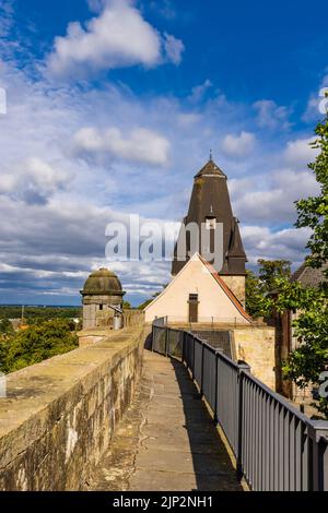 Bad Bentheim, Germany - August 25, 2021: View from Bentheim Castle in Nordrhine Westfalen in Germany, Largest hilltop castle in northwestern Germany, Stock Photo