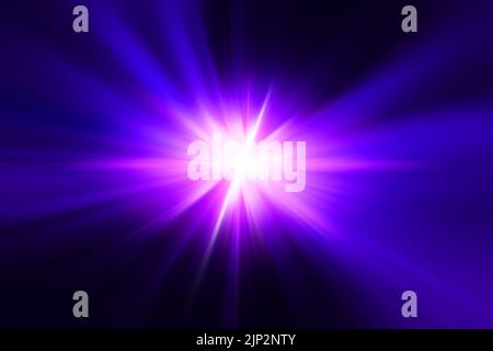 ultraviolet light. violet blue fire lighting flare bright shining on black blur abstract for background Stock Photo