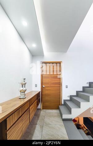 modern wooden house with light wood color on a summer day House build ...