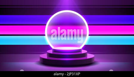 Stage podium with lighting, Stage Podium Scene with for Award, Decor element background. Vector illustration Stock Vector