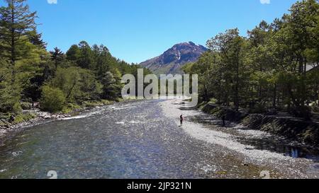 A clear stream in Kamikochi, Nagano Prefecture, Japan Stock Photo