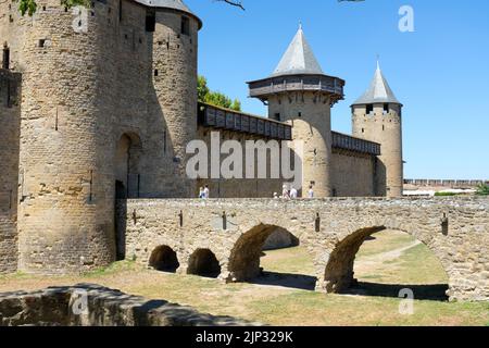 La Citie. Medieval Castle in Carcassonne France. Stock Photo