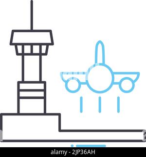 airport line icon, outline symbol, vector illustration, concept sign Stock Vector