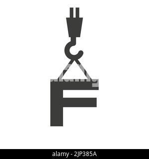 Letter F Construction Logo Template. Construction Logo Crane Concept Symbol Stock Vector